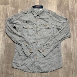 Mens Trust AKOO Linen Blend Button Down Casual Roll‎ Sleeve Shirt